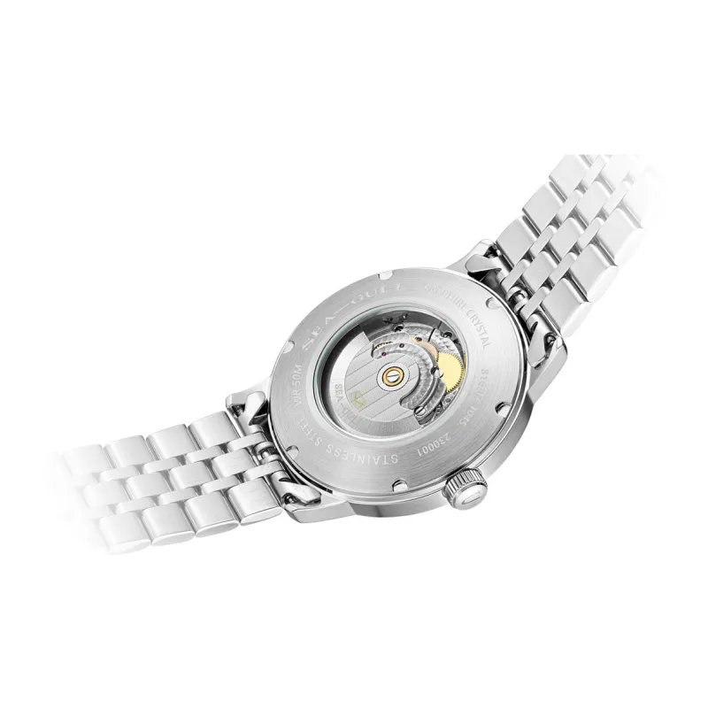 Sea Gull National Collection Automatic Mechanical Movement Steel Strap Watch Men's Watches Black Dial-4
