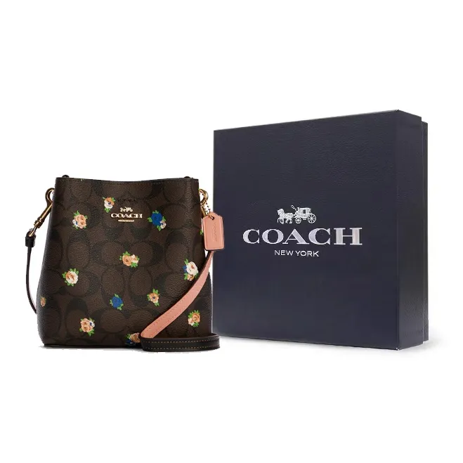 COACH Mini Town Bucket Bag Rose Print-5