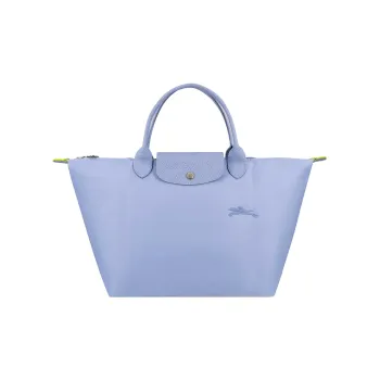 LONGCHAMP Le Pliage Green Canvas With Leather Canvas Bag, Dumpling Bag, Handbag Medium Size Women's Sky Blue