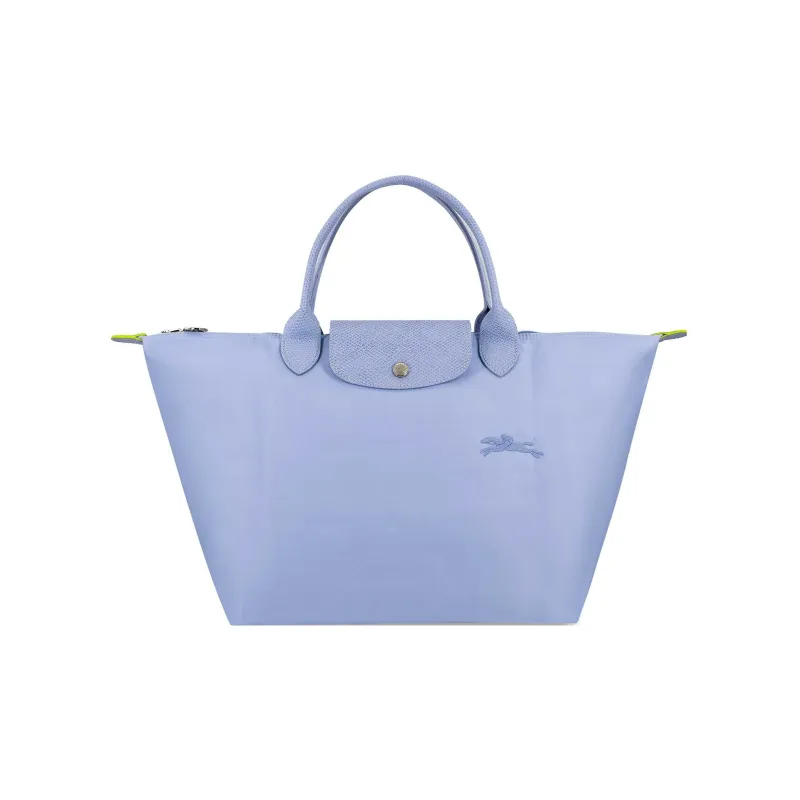LONGCHAMP Le Pliage Green Canvas With Leather Canvas Bag, Dumpling Bag, Handbag Medium Size Women's Sky Blue-0