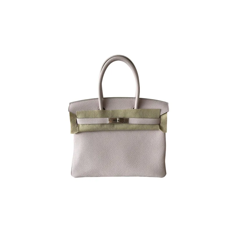 HERMES Birkin Taurillon Clemence Leather Birkin Bag Handbags Regular Women's Mauve Pale Dreamy Purple-0
