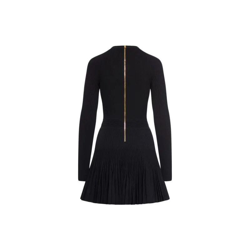BALMAIN Ribbed Knit Flared Mini Dress-1
