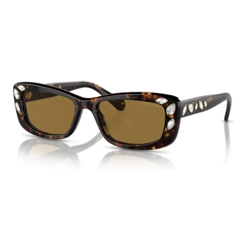 Swarovski Dextera Acetate Crystal Irregular Shape Sunglasses Women's Brown-0