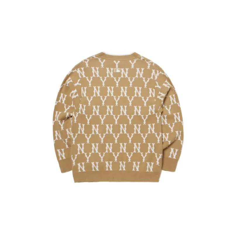 MLB Base Logo Knitwear Unisex Dark Beige-1