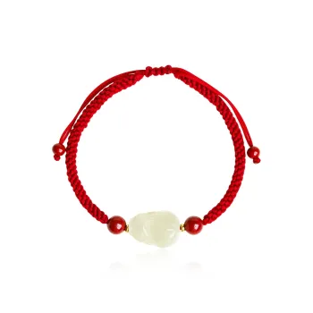 Best Wishes Bracelets Pale Greenish White Jade Unisex