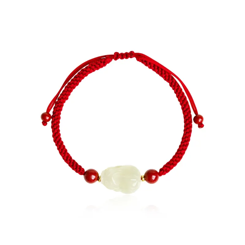 Best Wishes Bracelets Pale Greenish White Jade Unisex-0