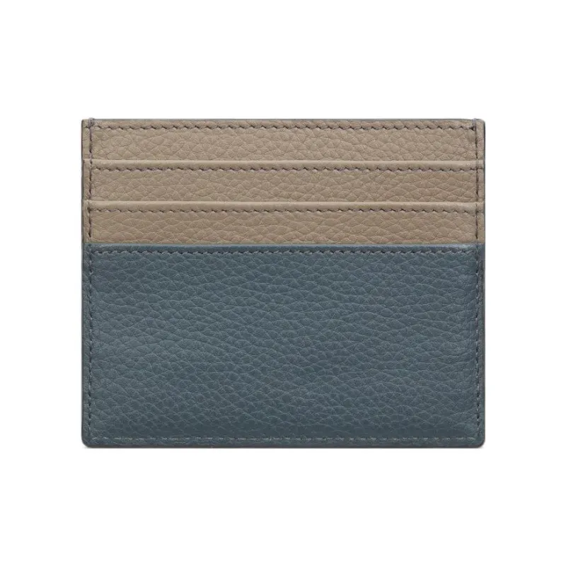 DIOR Saddle Calfskin Card Holder Men's Brown & Dark Gray-2