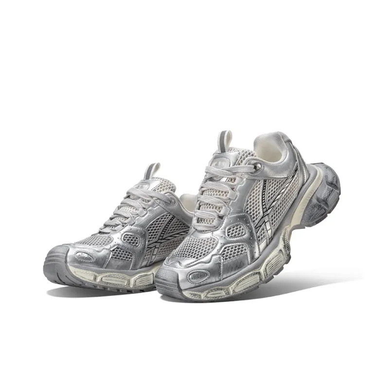 HART DAVIS X103 Series Chunky Sneakers Unisex Low Top Silver-3