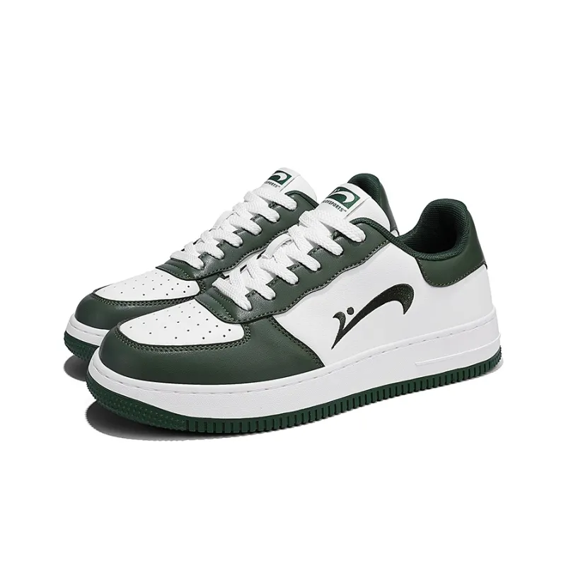 K bird Wear Resistant Low Top Skateboard Shoes Men's White Green-2