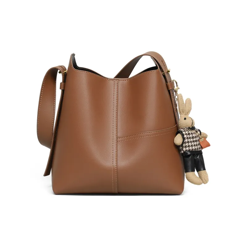 C°BANNER Split Cow Leather With Synthetic Leather Handbag, Shoulder Bag, Bucket Bag Regular Women's Caramel-4