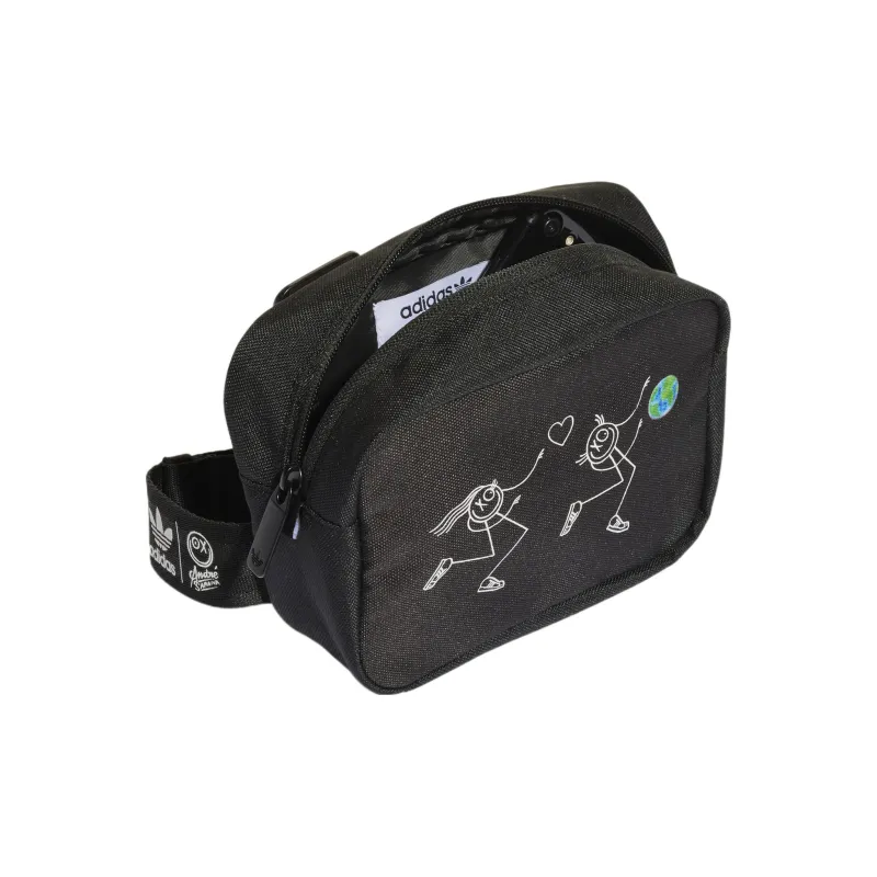 Adidas Originals ANDRÉ Collaboration Recycled Polyester Plain Weave Fabric Fanny Pack Backpack Regular Men's Black-3