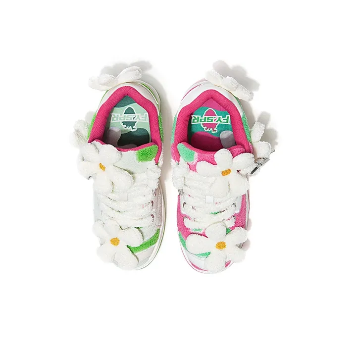 FY SPR Blossom Collection Low Top Skateboard Shoes Unisex White Red Green-3