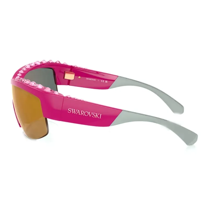 Swarovski Nylon Swarovski Crystal Irregular Shape Sunglasses Women's Pink/Gray-4