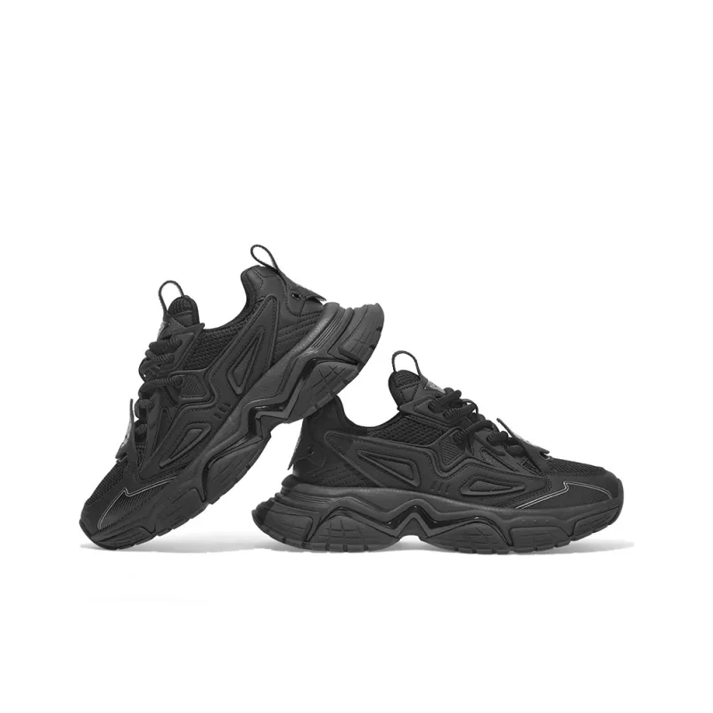 SK.TRIP Bow And Arrow 1 Cushioning Height Increasing Wear Resistant Low Top Chunky Sneakers Unisex Jet Black-5