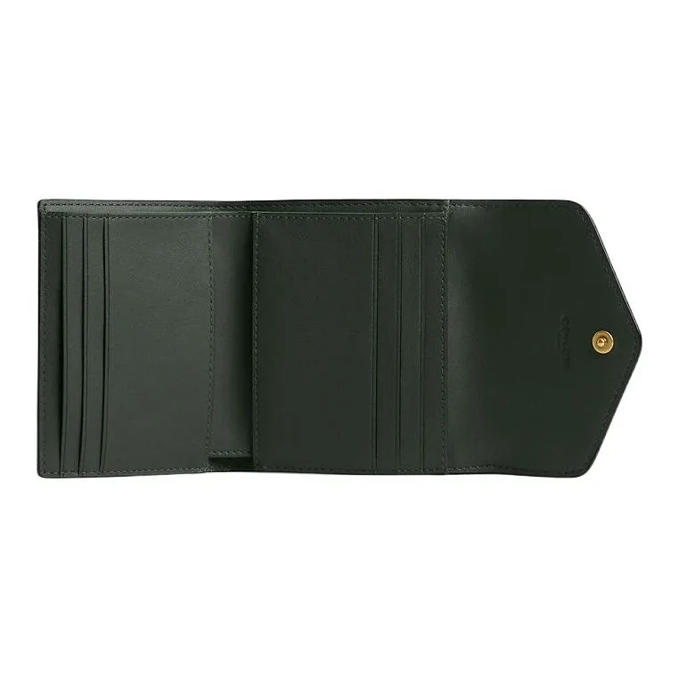 COACH Wyn Cross-Stitch Leather Wallet Small Size Women's Amazon Green-1
