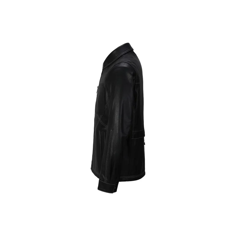 DAVID NAMAN Leather Jackets Men Black-2