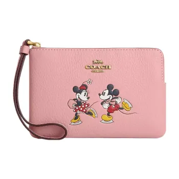 COACH COACH X DISNEY Pebbled Leather Wallet Small Size Women's Brass & Light Blush Multicolor