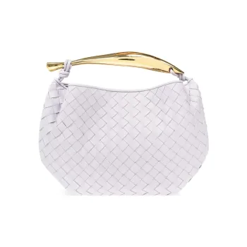 Bottega Veneta Lambskin Handbag Small Size Women's Light Purple