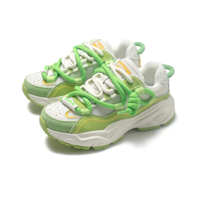 Ancient Finches Guque Stars Collection Low Top Chunky Sneakers Unisex Beige Green-2