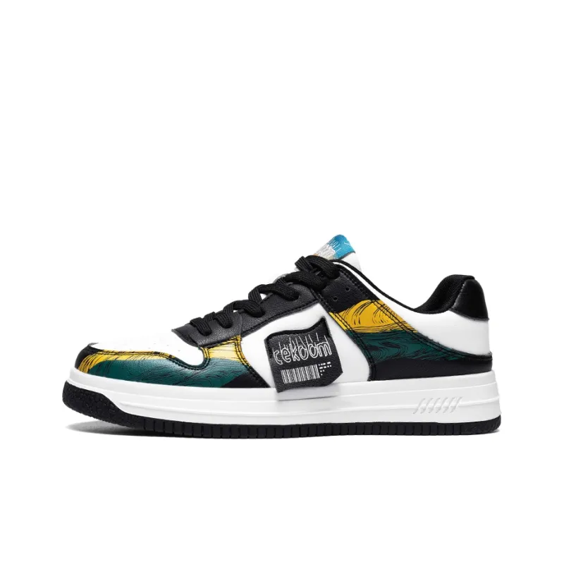 CEKOOM Skateboard Shoes Men Low Top Brown Yellow/Black Pine Green Yellow/White Pine Green Yellow-12