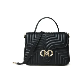 RED DRAGONFLY Cow Leather Diamond Pattern Bag, Portable Crossbody Bag, Shoulder Bag Regular Women's Black