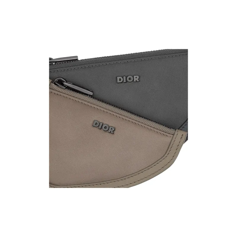 DIOR Saddle Nylon Saddle Bag Clutch Regular Men's Brown & Dark Gray-2