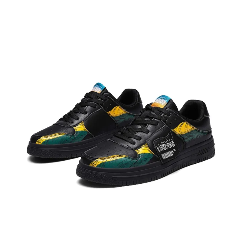 CEKOOM Skateboard Shoes Men Low Top Brown Yellow/Black Pine Green Yellow/White Pine Green Yellow-8