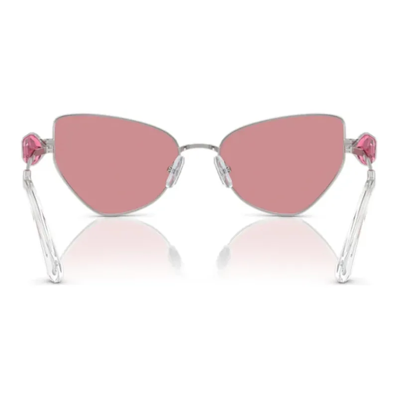 Swarovski Metal Faux Crystal Irregular Shape Sunglasses Women's Silver-3
