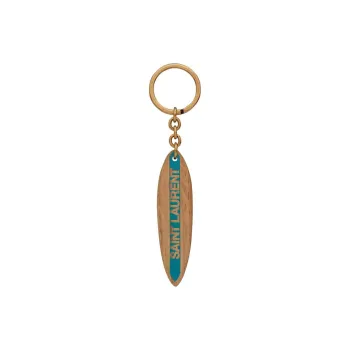 SAINT LAURENT Wooden Mountaineering Carabiner Keychain Bag Accessory Women's Natural & Blue