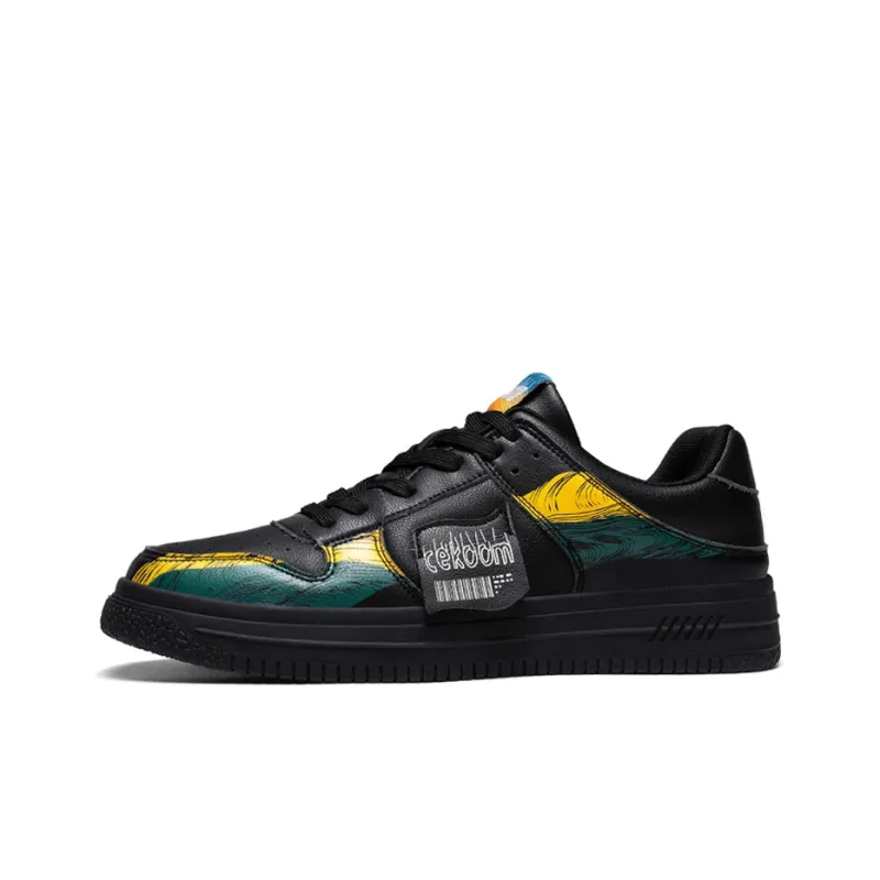 CEKOOM Skateboard Shoes Men Low Top Brown Yellow/Black Pine Green Yellow/White Pine Green Yellow-6
