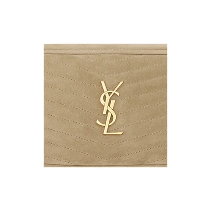 SAINT LAURENT LOU Suede Crossbody Bag Shoulder Bag Women's Matte Gold-5