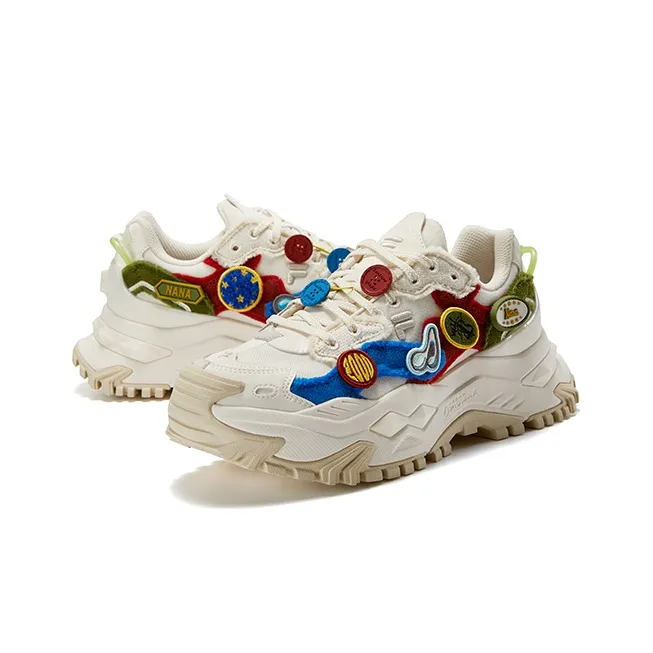FILA FUSION Cushioning Anti Slip Wear Resistant Breathability Low Top Chunky Sneakers Women's Milk White Box-4