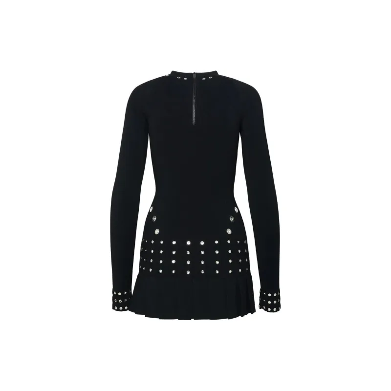 OFF WHITE Embellished Crewneck Long Sleeved Dress-1