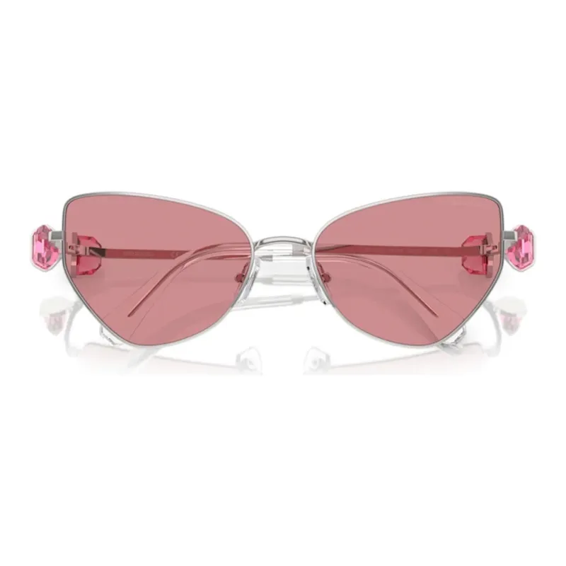 Swarovski Metal Faux Crystal Irregular Shape Sunglasses Women's Silver-2