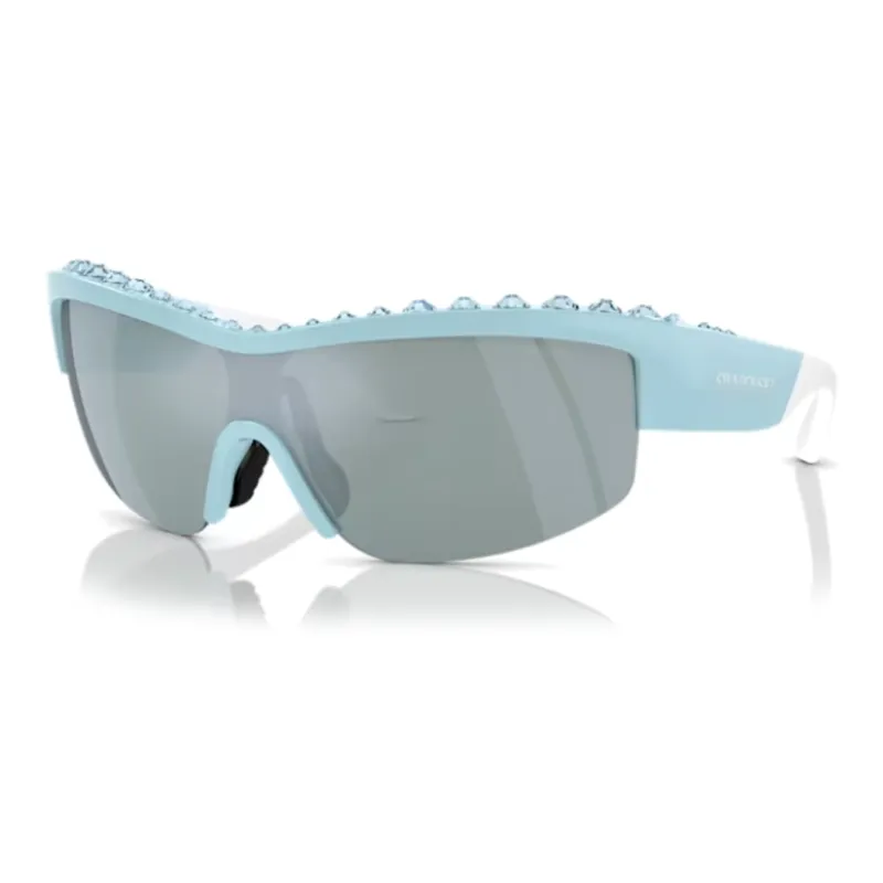 Swarovski Crystal Nylon Irregular Shape Sunglasses Women's Blue-0