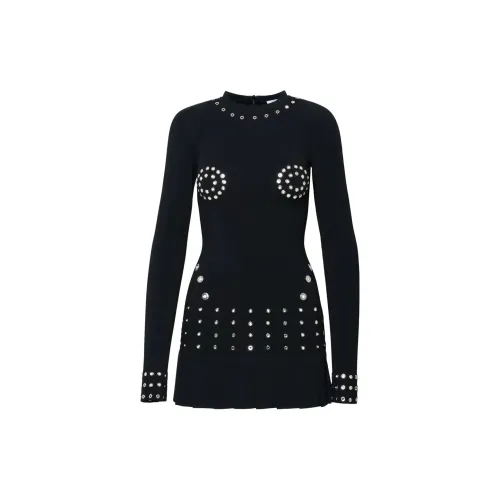 OFF-WHITE Eyelet-embellished Pleated Minidress