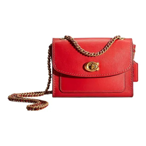 COACH Parker Premium Calfskin Small Square Bag Shoulder Bag Crossbody Bag Small Size Women's Brass With Inlaid Jade