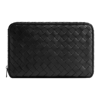 Bottega Veneta Cow Leather Storage Bag Large Size Men's Black