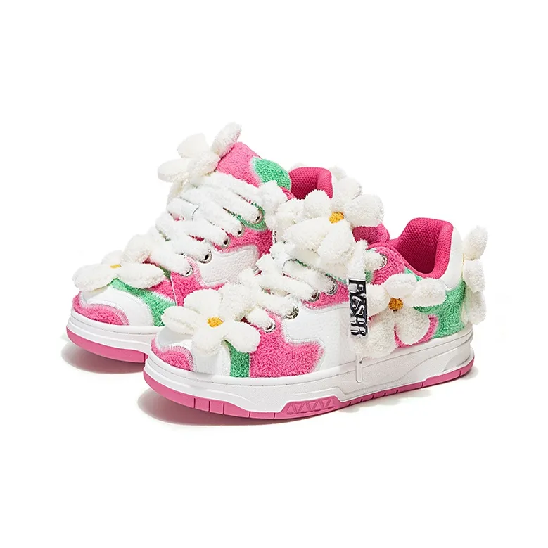 FY SPR Blossom Collection Low Top Skateboard Shoes Unisex Red Green-2