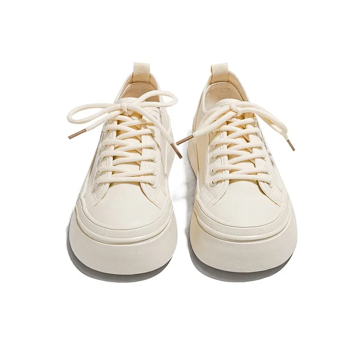 HUANQIU Wear resistant And Lightweight Low Top Canvas Shoes Women's Beige-2