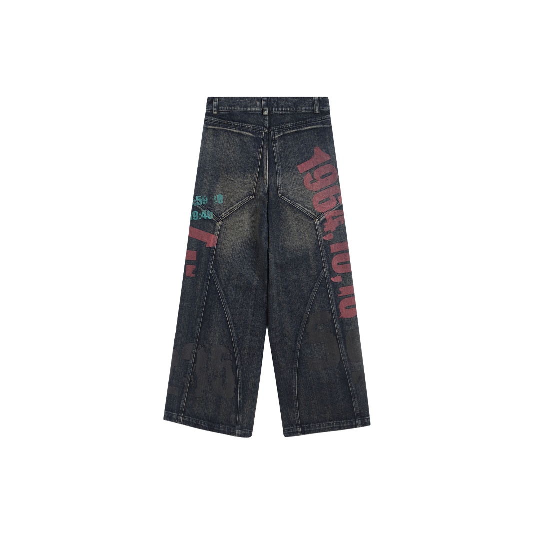 送料関税込 【DND4DES】 3D Printed Wide-Leg Jeans DND4DES Jeans Unisex Black - POIZON