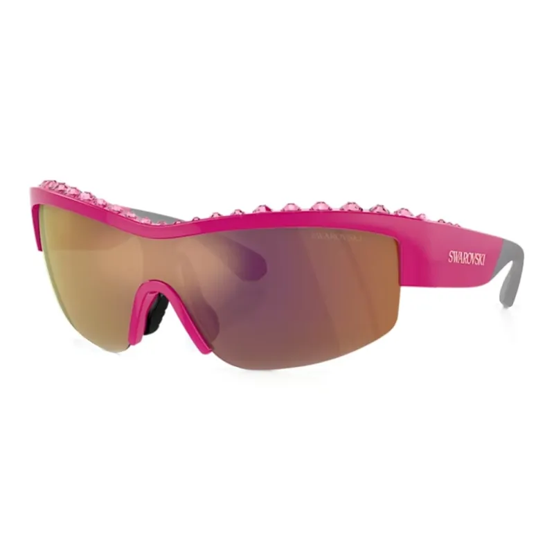 Swarovski Nylon Swarovski Crystal Irregular Shape Sunglasses Women's Pink/Gray-0