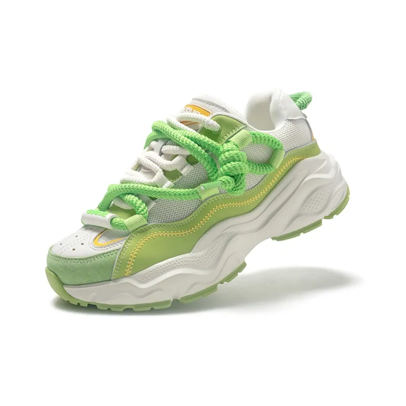 Ancient Finches Guque Stars Collection Low Top Chunky Sneakers Unisex Beige Green-1