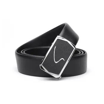 Satchi Sanduo Belt Automatic Buckle Men's Fashion Casual Top Grain Cow Leather Belt Men's Black Width 3.4cm