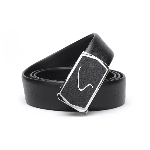 Satchi Sanduo Belt Automatic Buckle Men's Fashion Casual Top Grain Cow Leather Belt Men's Black Width 3.4cm