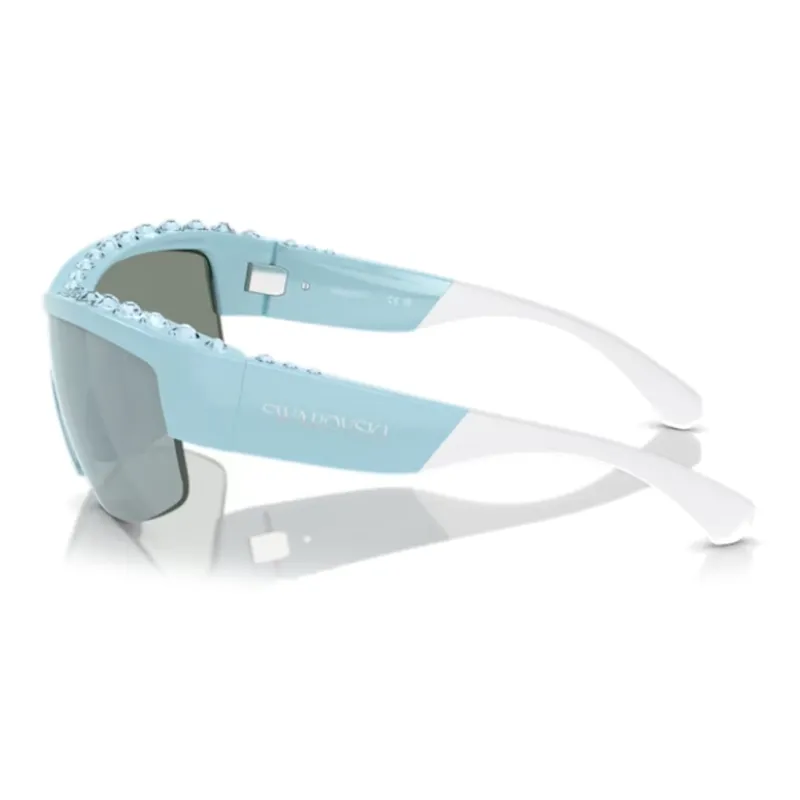 Swarovski Crystal Nylon Irregular Shape Sunglasses Women's Blue-3