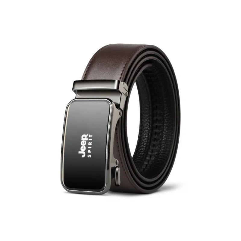 JEEP SPIRIT Casual Advanced Minimalist Belt Automatic Buckle Cow Leather Leather Belts Men's Width 3.4CM-2