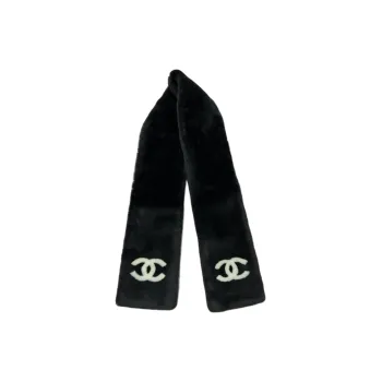 CHANEL Knit Scarves Unisex Black