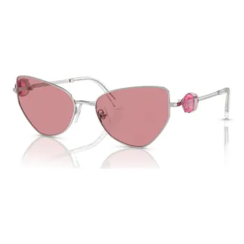 Swarovski Metal Faux Crystal Irregular Shape Sunglasses Women's Silver