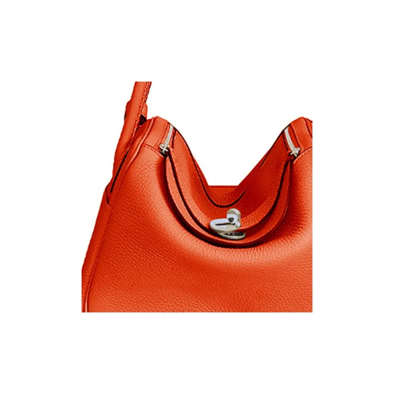 HERMES Lindy Little Bull Leather Handbag Shoulder Bag Women's 9J Feu Flame Orange-3